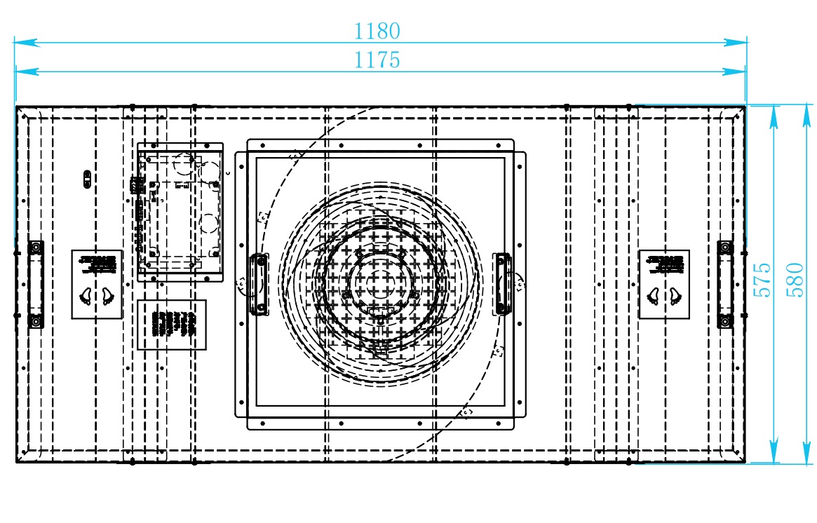 FFU Fan Filter Unit 1175×575 Cleanroom Ceiling FFU with DC 310 External Rotor Fan